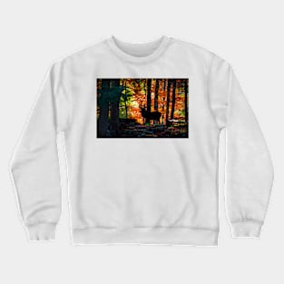 Bull elk silhouette in the autumn woods Crewneck Sweatshirt